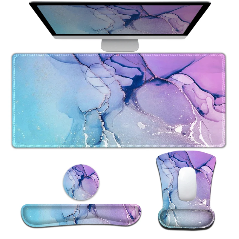 

Сине-фиолетовый коврик для мыши, набор из 4 предметов, эргономичный дизайн, эффективное облегчение боли в запястье, мягкий и удобный