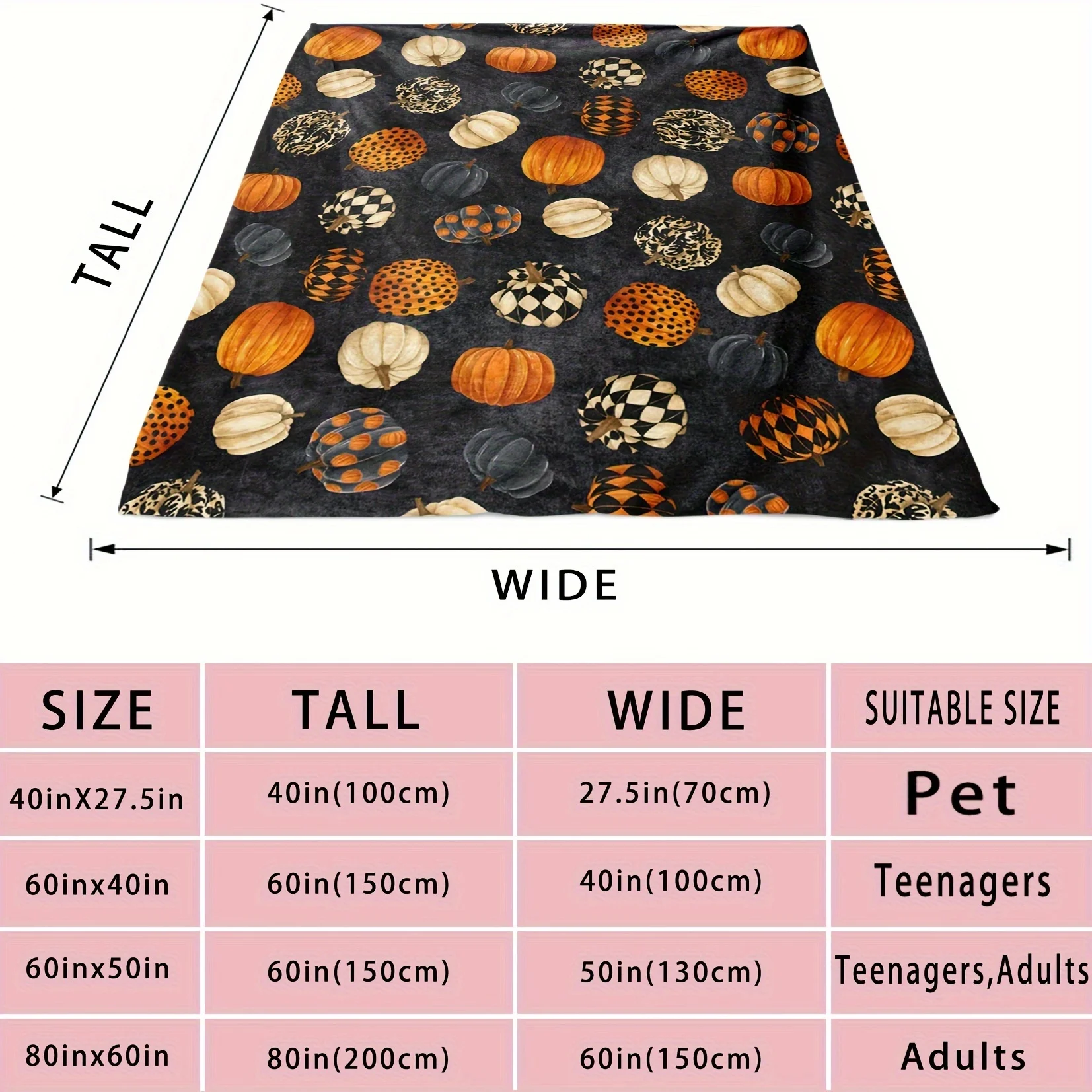 Pumpkin Autumn Halloween Blanket Throw Cozy Fall Seasonal Decor Knit Wrap for Sofa Couch Winter Gift Idea