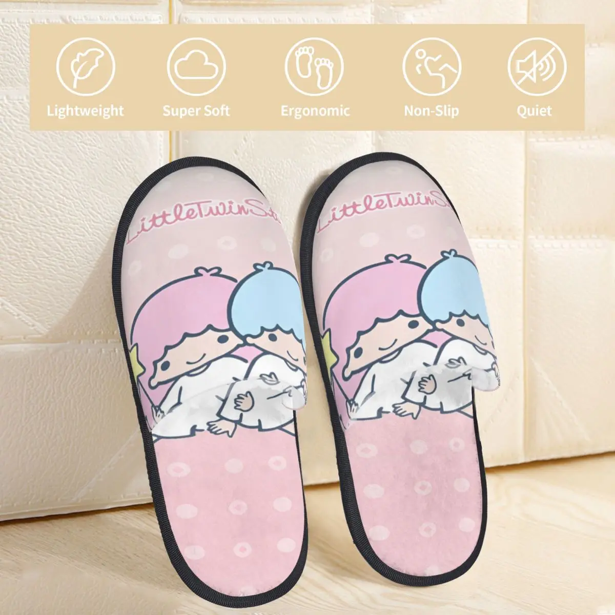 Sanrio Character Slippers for Woman Man Home Shoes Warm SPA Slippers