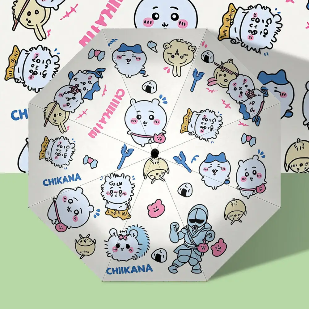 Cartoon Three-Fold Automatic Sun Umbrella Chiikawa Parasol Anime Hachiware Kawaii Sun Protection Umbrella Girl Umbrella Portable