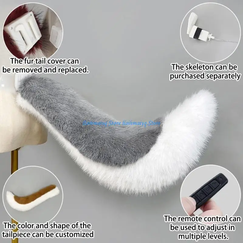 

573B Electric Movable Foxes Tail,Remote Control Wagging Tail Furs Wolf Foxes Tail