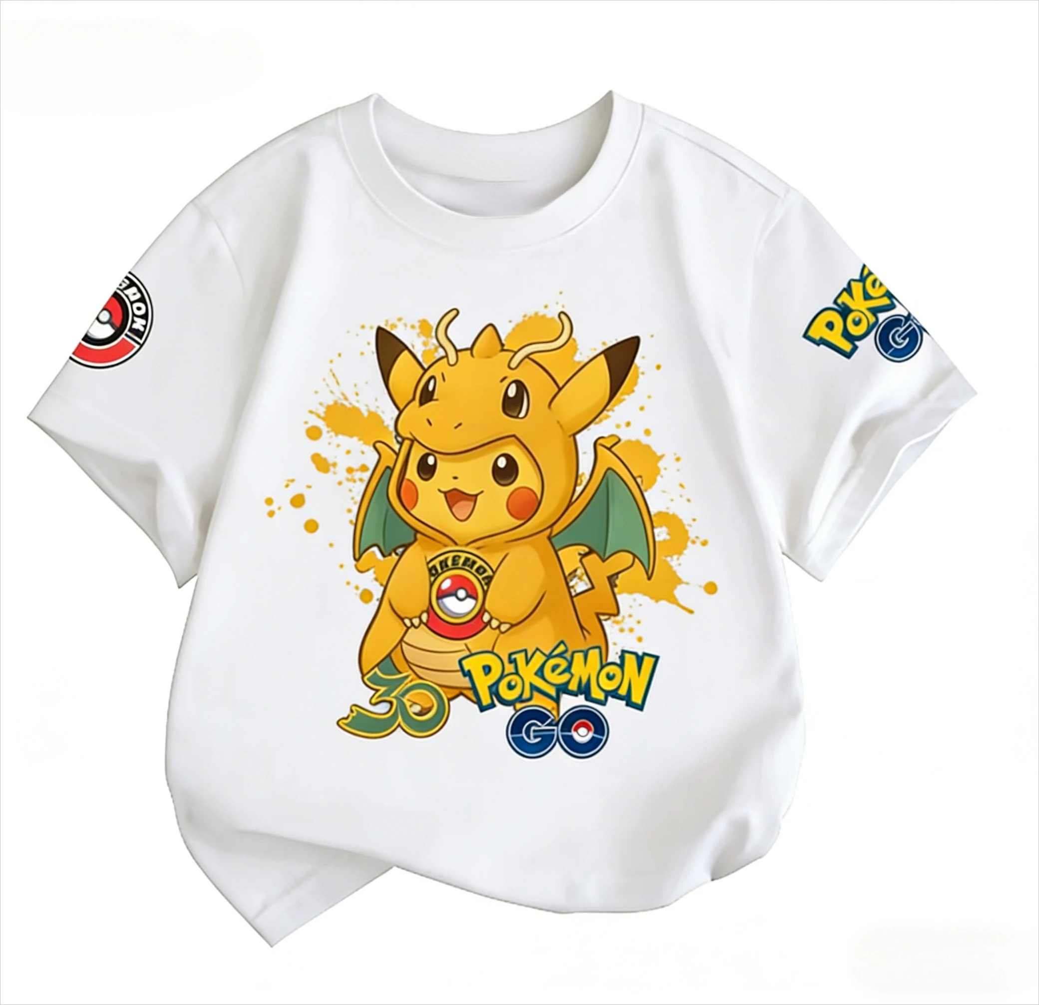 

2026 PokeÉ Mon 30th Anniversary Pikachu Parent Child Short Sleeve T-shirt for Boys and Girls Cotton Y2k Tee Top Summer Retro