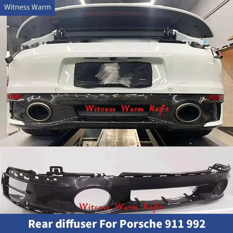Diffuseur de Pare-Choc Arrière en Fibre de Carbone 911 pour Porsche 992 Version dehors, Lèvre Arrière Sèche, Spomicrophone 2019 2020