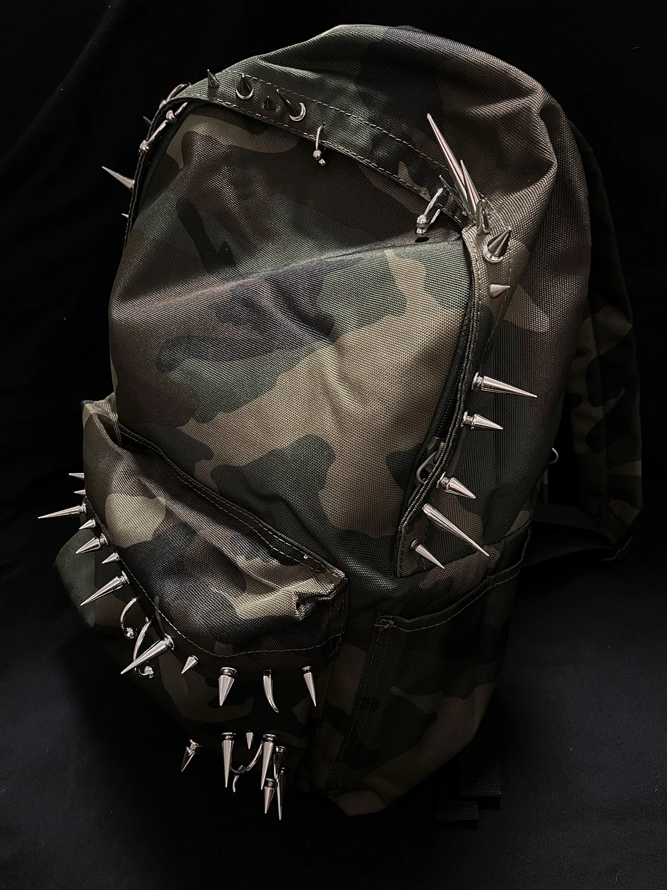 punk rivet camouflage print backpack men's bag fashion women's bag designed  backpacks