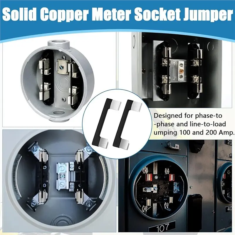JHD 200 Amp Meter Socket Jumper Assembly Bypass Jumper For Electrical Meter Base Link For Testing Circuit Security