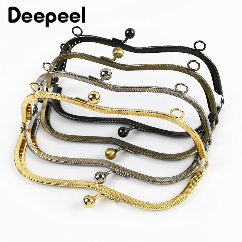 5Pcs 19cm Metal Purse Frame Embossed Bags Handle Kiss Clasp Handbag Wallet Clourse Clip DIY Sewing Brackets Bag Accessories