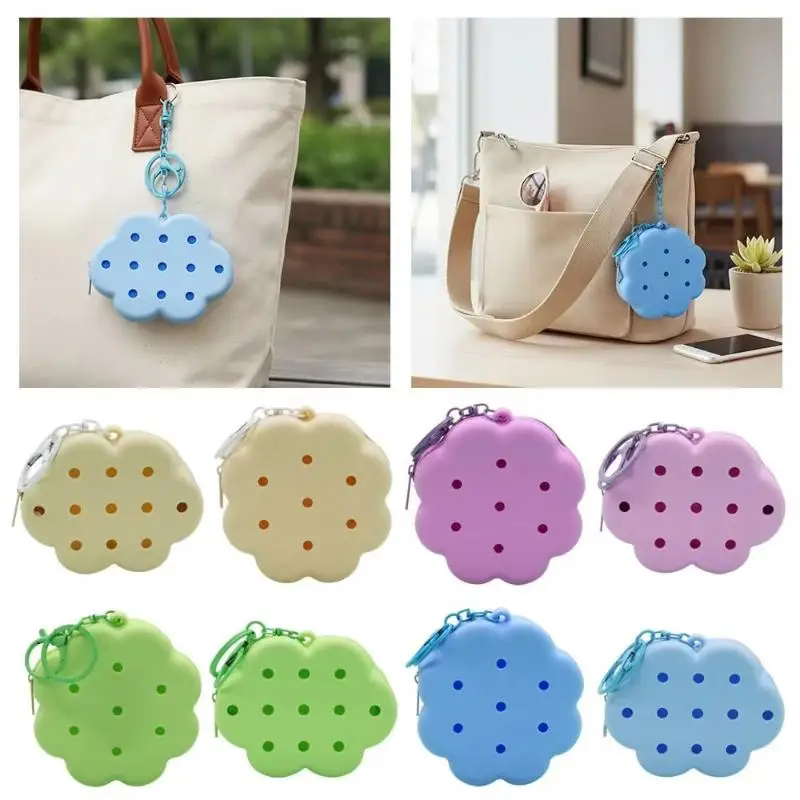 Cloud Flower Mini Silicone Wallet Zipper Closure Multi-functional Card Holder Cute Purse for Girls Daily Use