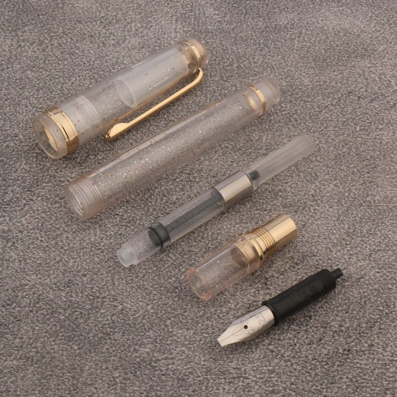 JinHao 82 Fountain Pen Transparent White Parallel Nib Flower Body Stationery Office School Supplies Ink Pen