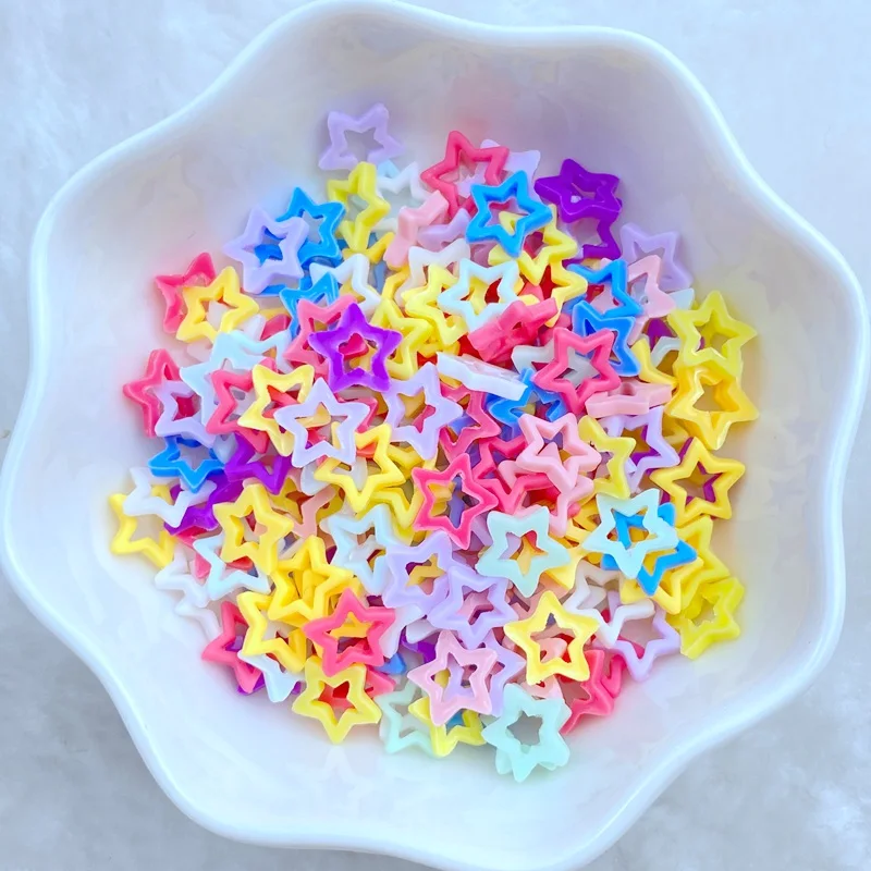 100Pcs New Cute Resin 8mm Mini Macaron Color Star Series Flat Back Manicure Parts Embellishments For Hair Bows Accessories