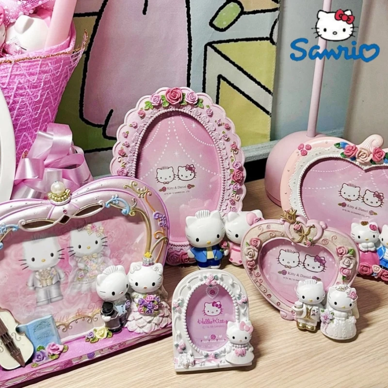 Sanrio Hello Kitty Pumpkin Carriage Resin Photo Frame Cartoon Posters Hanger Decoration Anime Desktop Ornaments Crafts Gifts Toy