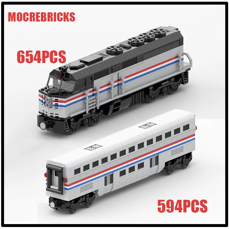 

Diesel Electric Locomotive Amtrak EMD F40PH Trains Model MOC Building Block Technology Bricks Toys Set Children's Gifts