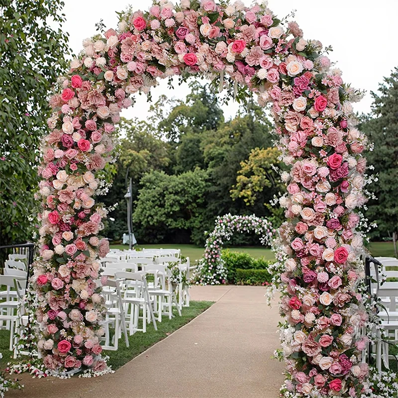 

Customizable Pink Rose Arch Wedding Stage Background Artificial Flower Ball Wedding Arch Wedding Decoration