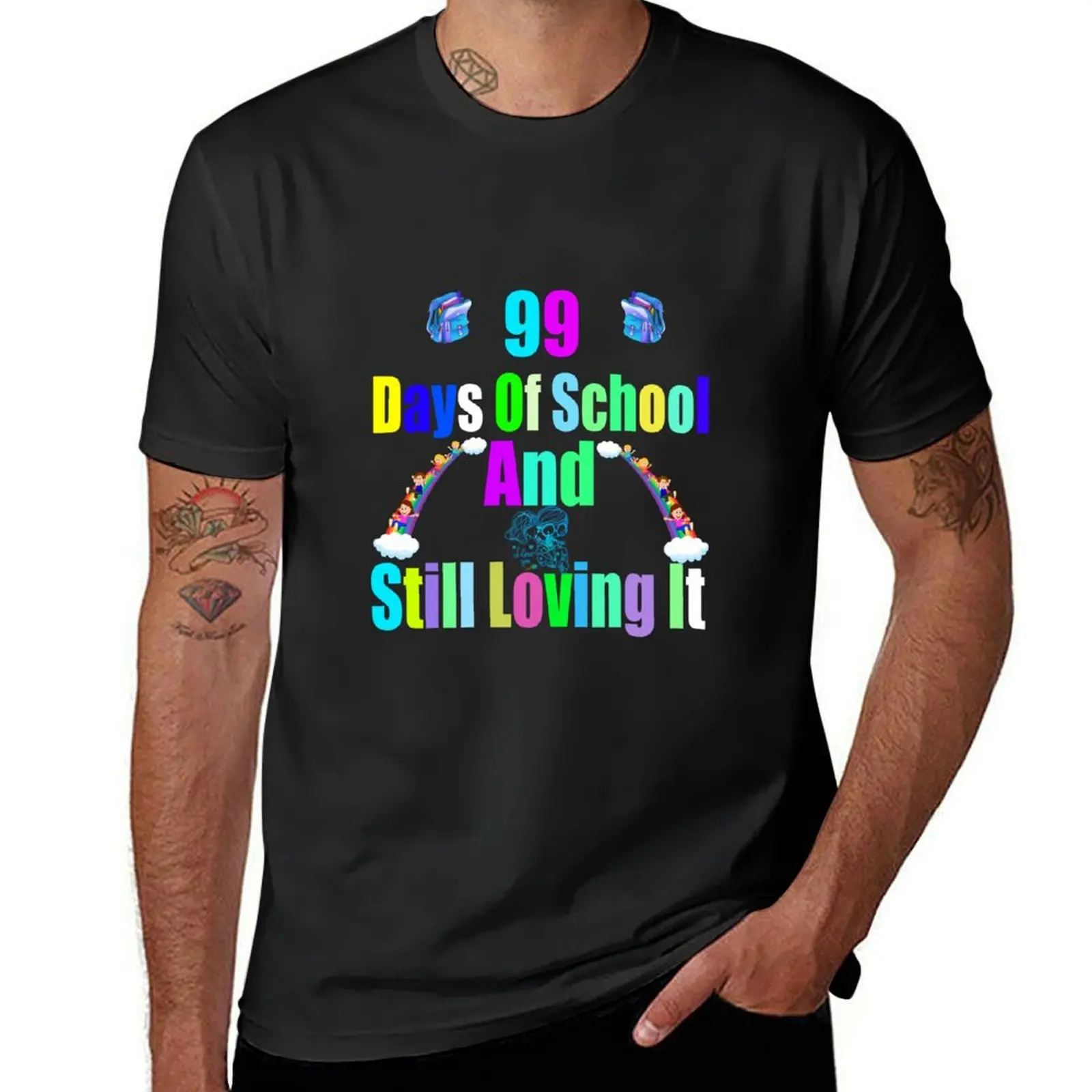 99 Days Of School And Still Loving It Hearts Teacher 100th T-Shirt anime summer tops plus sizes aesthetic clothes men clothing