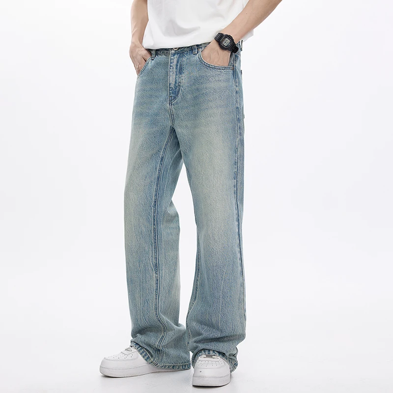 KSTUN 2026 Spring Jeans For Men Flared Pants Bootcut Jeans Loose Fit Light Blue Streetwear Men's Trousers Mens Clothing Quality