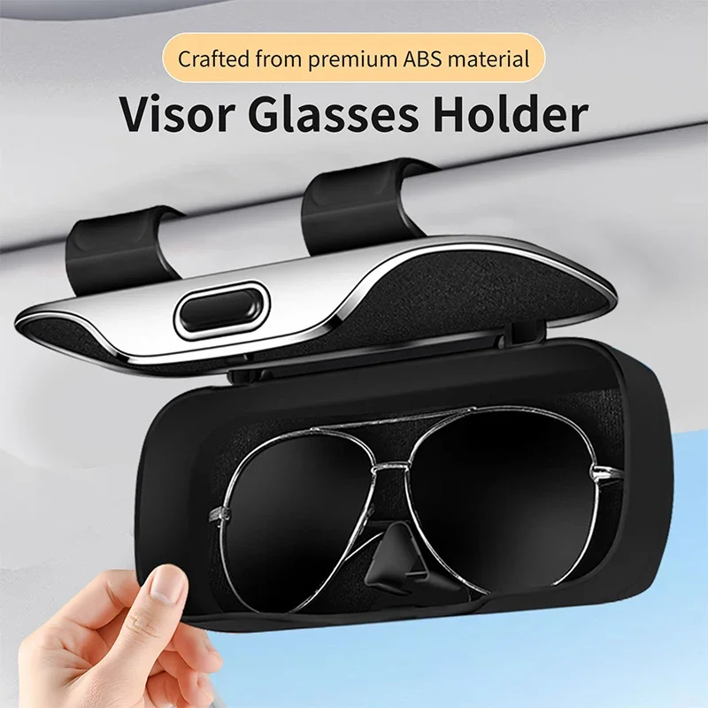 Universal Clip-On Car Sunglasses Holder — Sun Visor Eyeglass Case, Soft-Lined, Anti-Scratch, Durable ABS, Fits All Vehicles