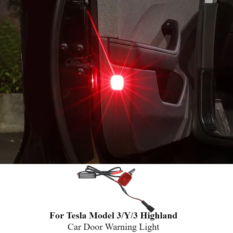 

For Tesla Model 3/Y/3 Highland Car LED Door Opening Safety Lamp Waterproof Warning Signal Lamp Induction Flashing Signal Lamp