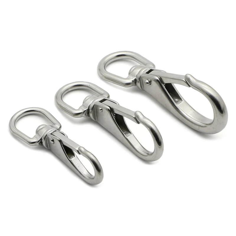 1PCS 304 Stainless Steel Universal Hook Spring Buckle Revolving Key Mountaineering Button Pet Dog Chain Dafety Connection Buckle