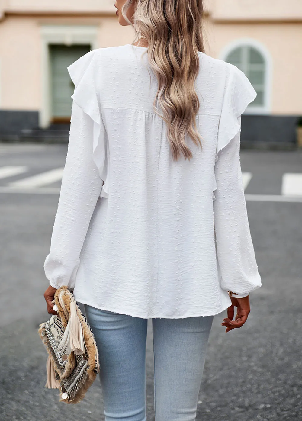 2024 Autumn/Winter Solid Color Shirt Women's Casual Long Sleeve Round Neck Loose Edition Top
