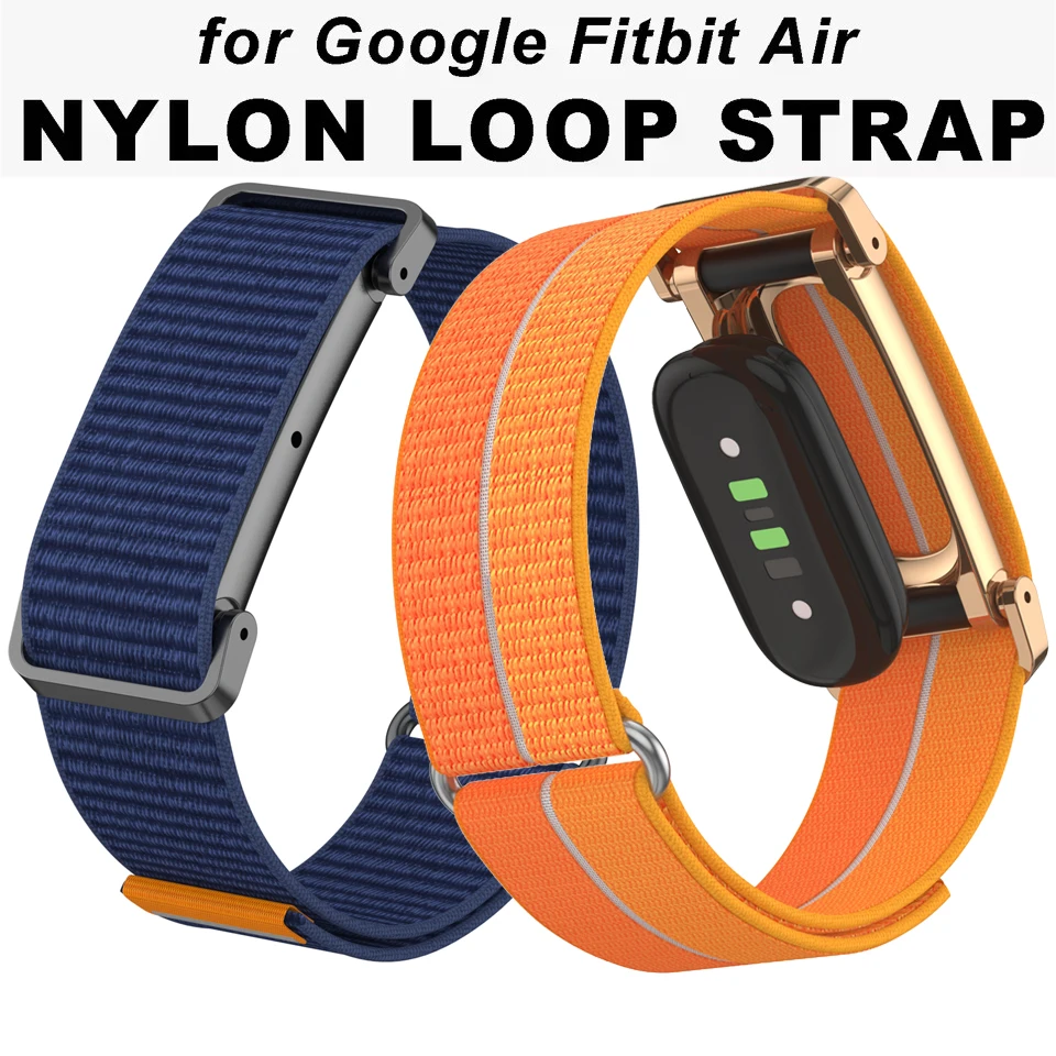 Nylon Loop Strap + Metal Case for Google Fitbit Air Soft Breathable Wristband Replacement Sport Strap Fits for Fitbit Air Band