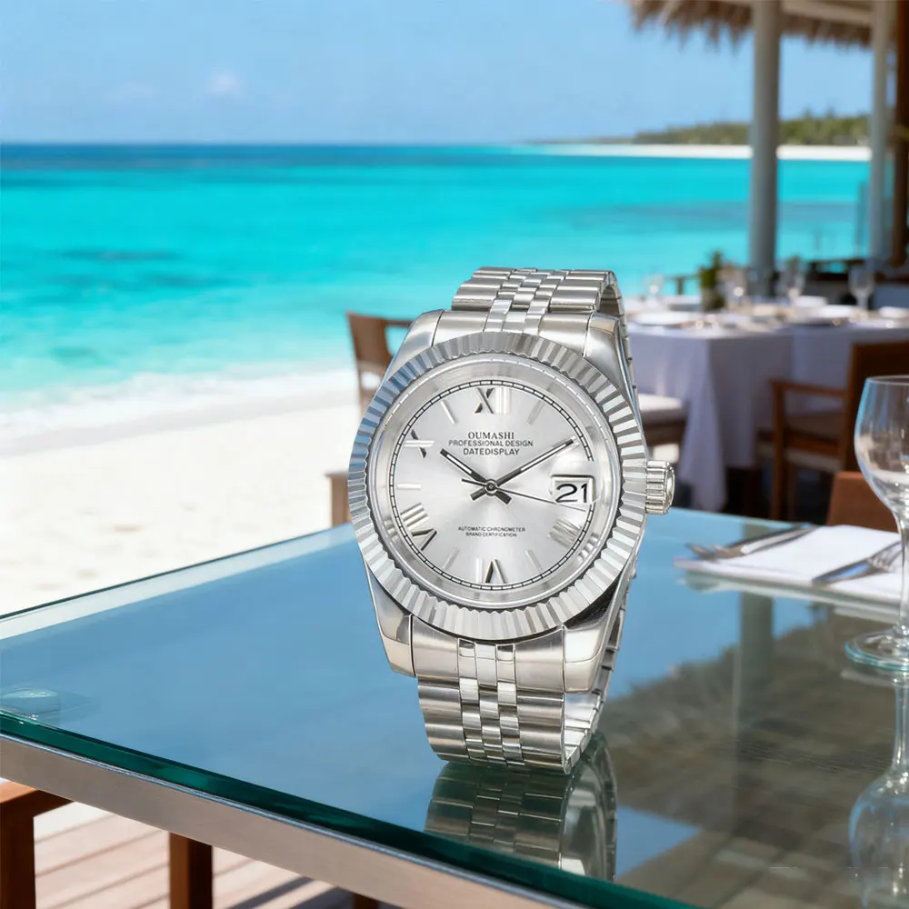 

Роскошные деловые часы 36 мм/39 мм с механизмом NH35, сапфировым стеклом, индивидуальным дизайном NH35 и браслетом из нержавеющей стали.