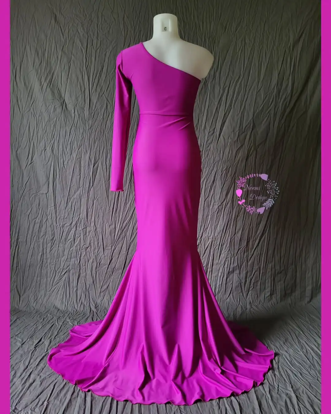 أنيقة واحدة الكتف طويل حورية البحر فساتين للحمل الفوشيه اليدوية زهرة فستان الحوامل قطع البطن استحمام الطفل ثوب حفلة