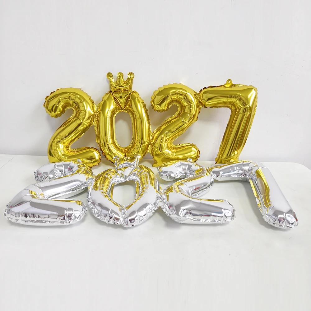 Kronen-Folienballons mit der Zahl 2027, Gold-Zahlenbanner, Fotokabinen-Requisiten, Weihnachtsdekoration, Silvester-Partydeko-Zubehör – Detail 7