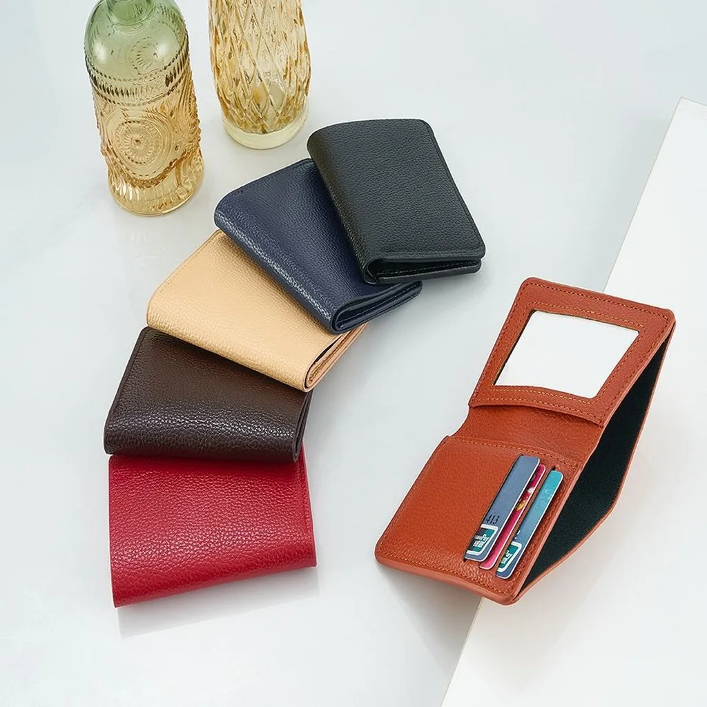 Ultra thin Lychee Print Leather Wallet for Women Men Multi-function Credit Card Bag Business Card Bank Card Holder Mini Purse
