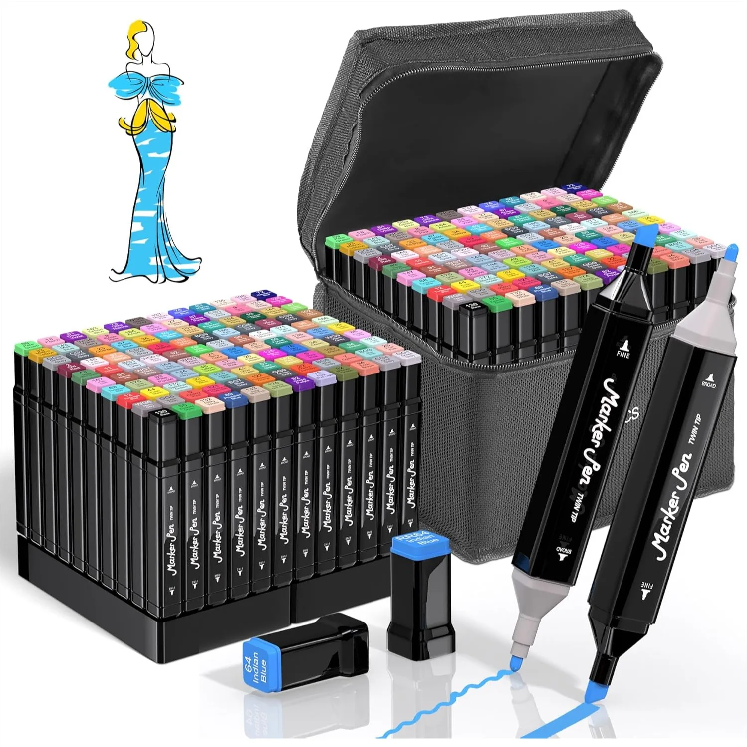 

120 Colors Alcohol Markers Set With Dual Tip And Wide Core For Coloring Drawing Sketching Card Making And Illustration