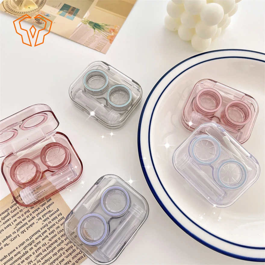 Contact Lens Case Transparent Minimalist Portable Mini Companion Box Beauty Lens Double Box Bathroom