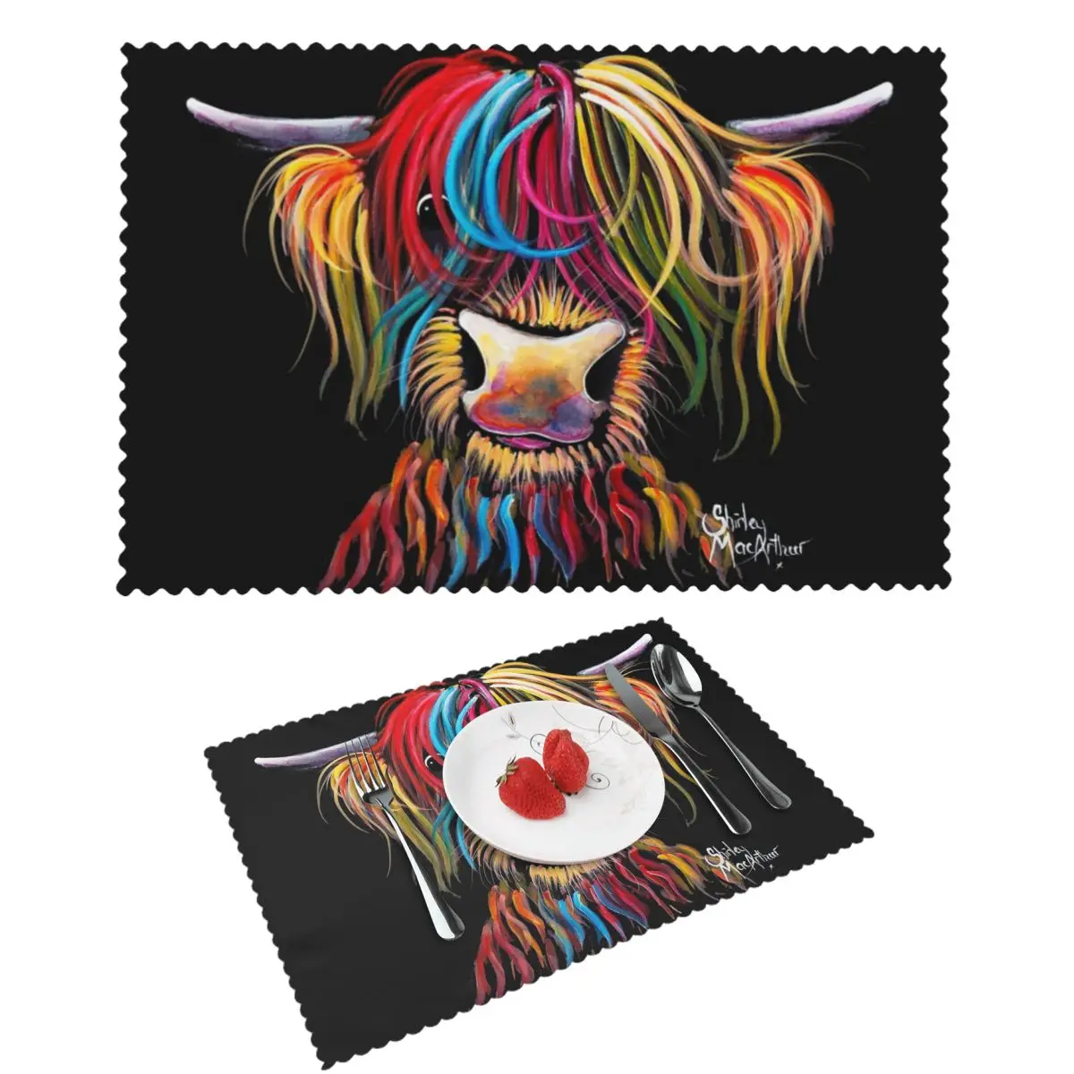 

Scottish Highland Cows Placemat Heat Resistant Plate Mat For Dining Table Bowl Coaster Home Decor Super Absorbent Mats