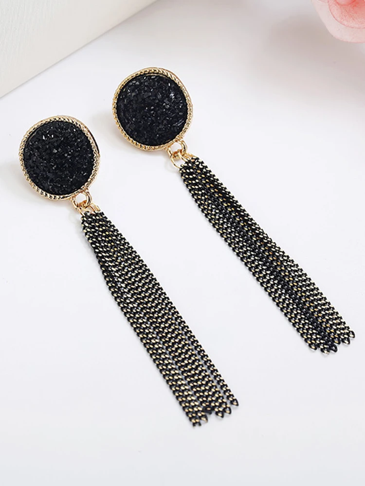 

Висячие серьги для женщин, модные черные серьги-подвески, свадебные украшения для вечеринок