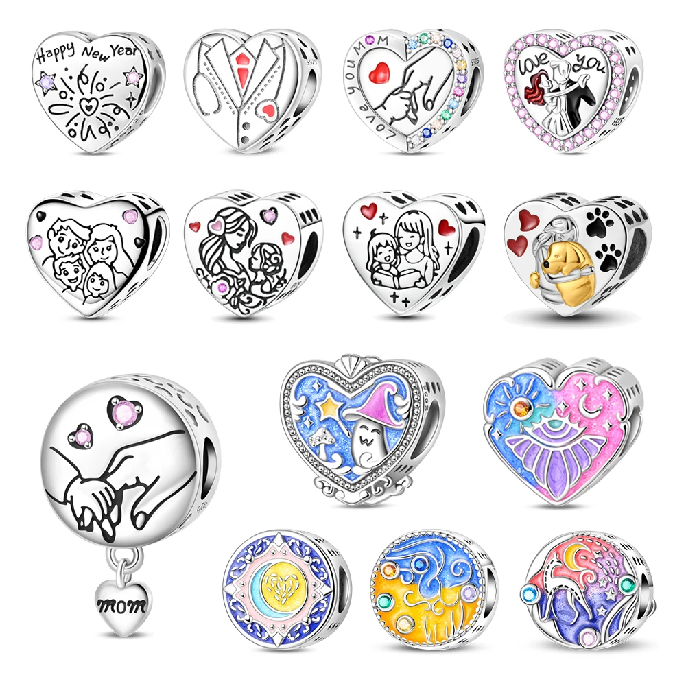 

Heart-Shaped Series 925 Sterling Silver Doctor Parent-Child Pet Couple Beads Fit DIY Bracelet Necklace Warm and Matching Jewelry