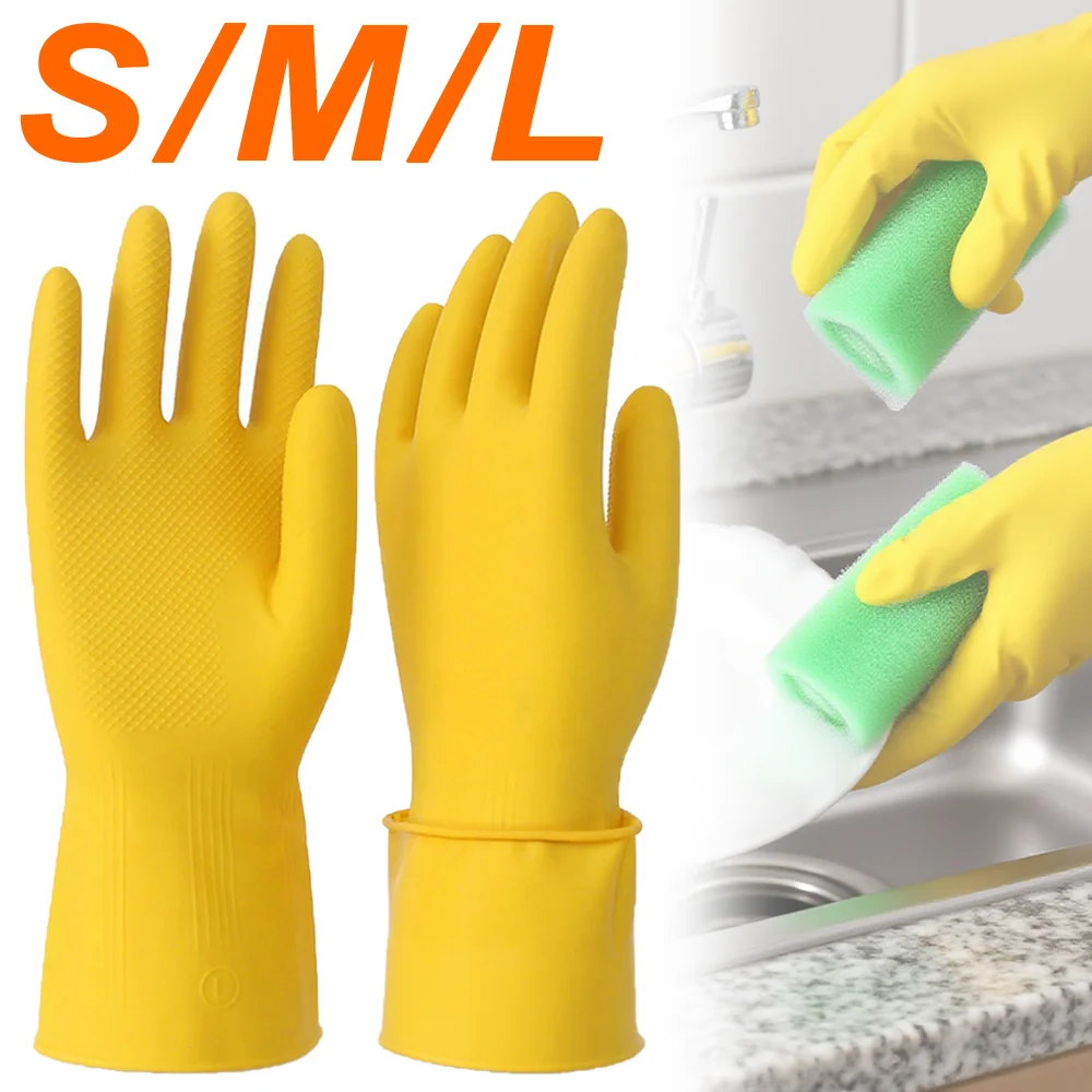 

Waterproof Latex Cleaning Gloves Thickened Anti-Slip Kitchen Dishwashing Gloves Multi-functional Household Clean Scrubbing Tools