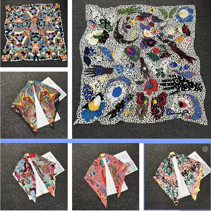 Foreign trade original single Spanish new fashion multi-color printed large square scarf women's scarf