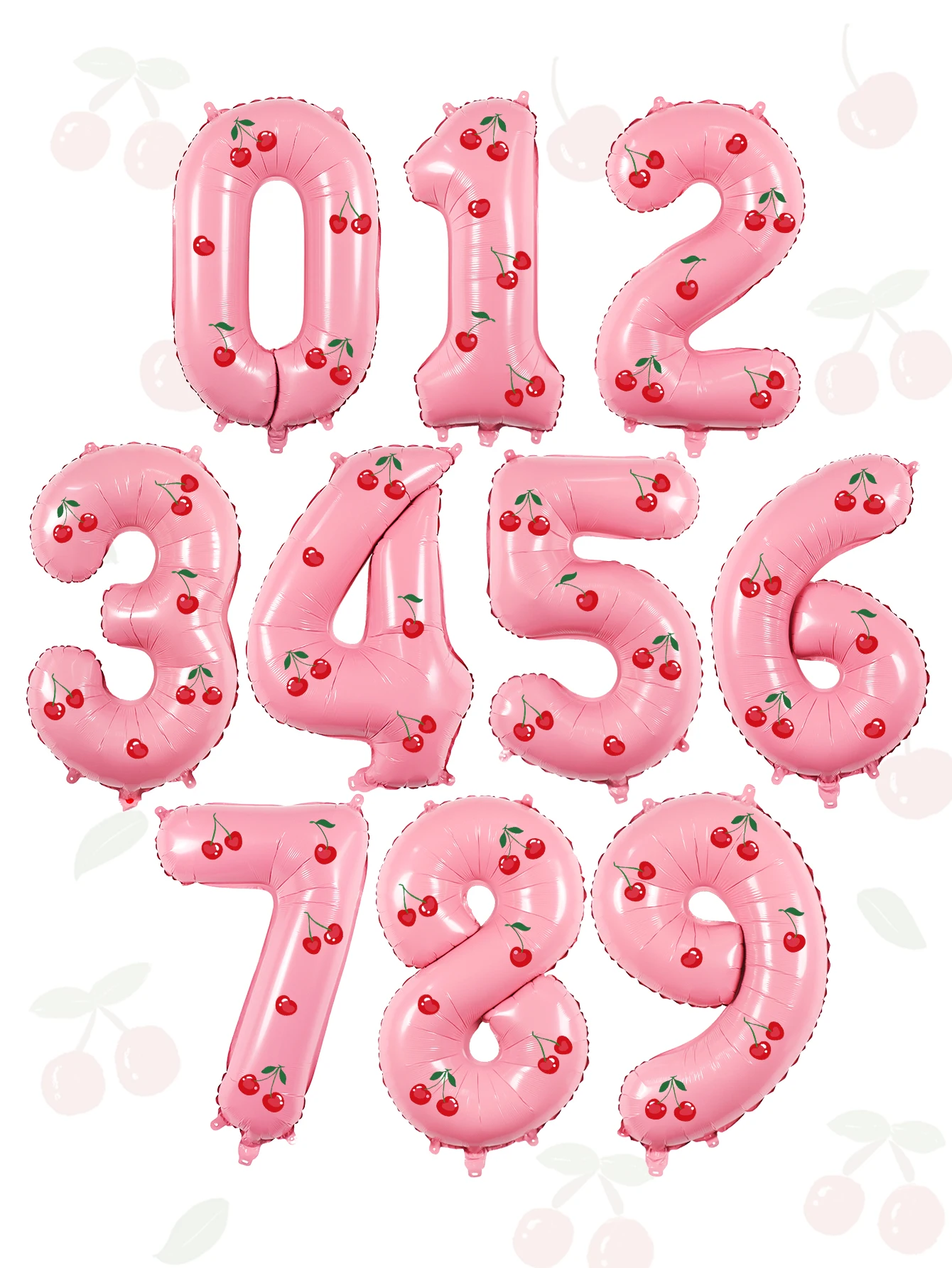 قطعتان من بالونات الأرقام المزينة بالكرز، زينة عيد الميلاد، حفلات أعياد الميلاد بطابع الكرز، الزفاف، زينة عيد الميلاد الأول