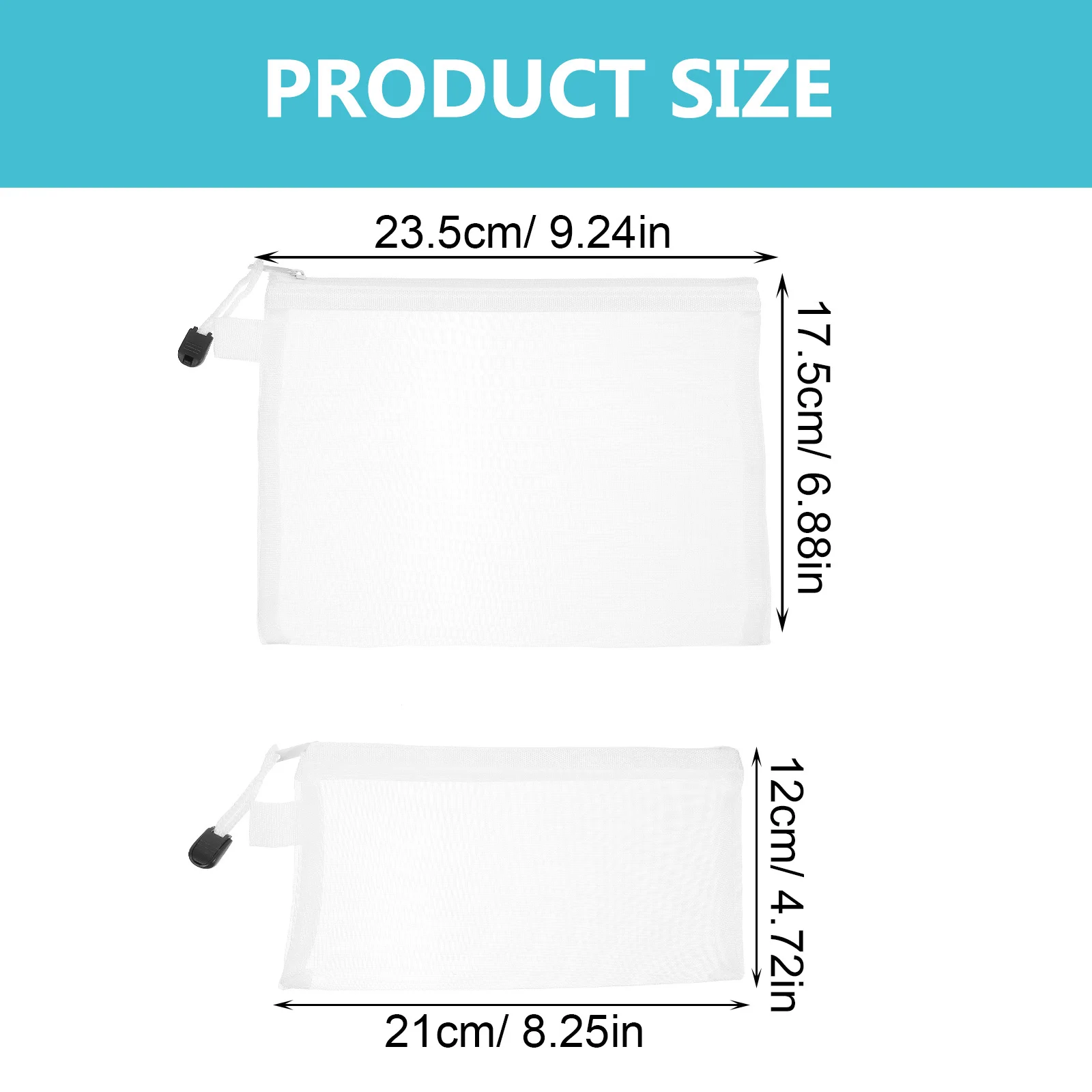 4Pcs 지퍼 파일 파우치 메쉬 문서 가방 종이 파일 펜을위한 투명한 보관 파우치 화장품 교육 액세서리