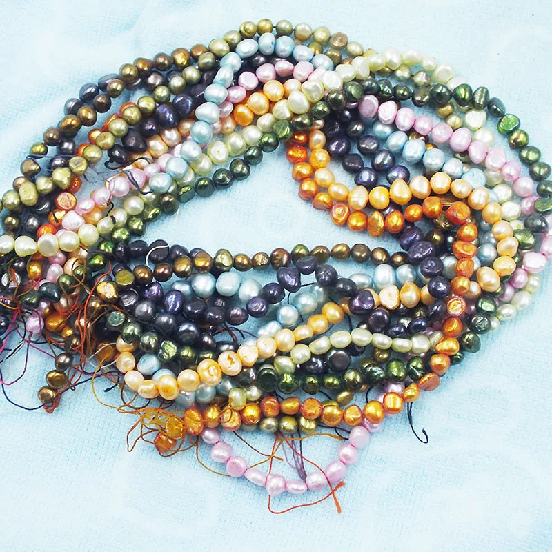 

The last 10 shares. 6MM mixed color. Natural baroque freshwater pearl beaded. DIY handmade necklace, bracelet, earrings 15"