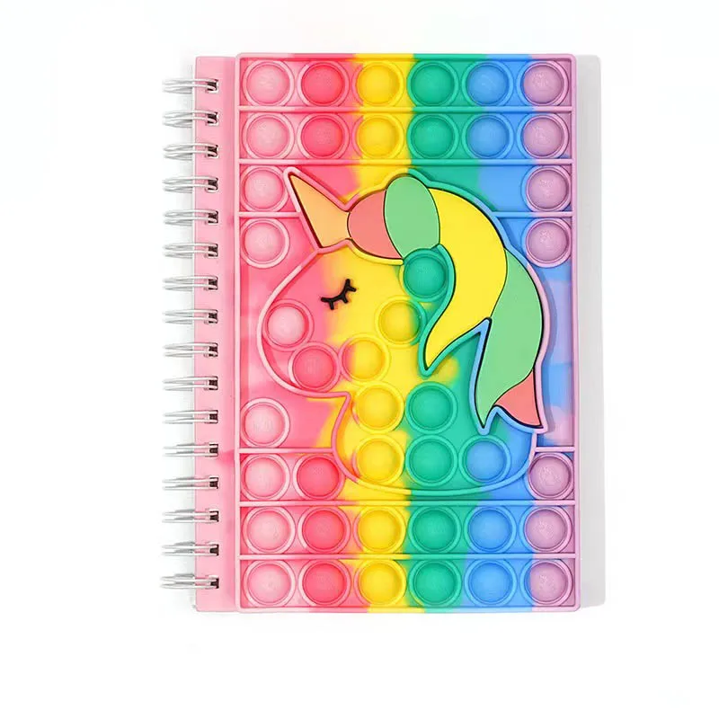 Cute cartoon unicorn coil book decompression silicone bubble notebook student color loose-leaf notepad exquisite gift