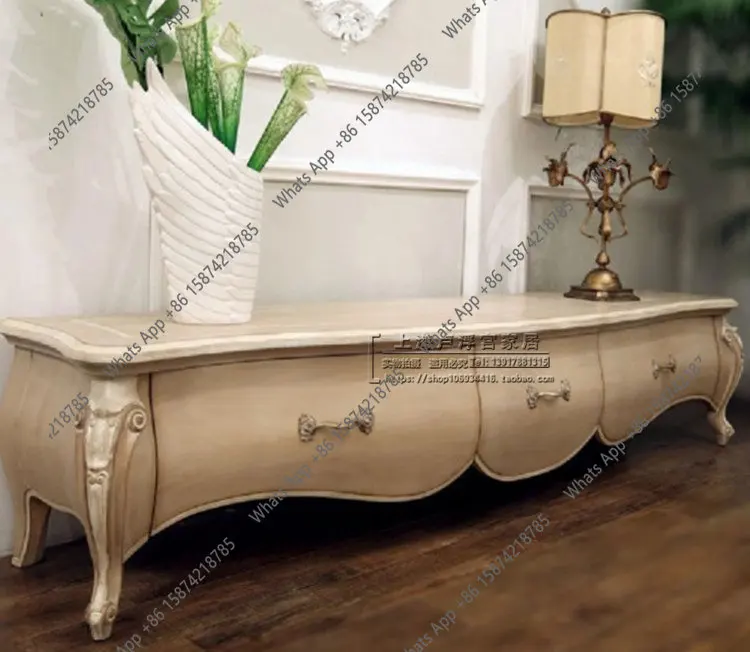 solid wood TV audio-visual cabinet, living room locker, French coffee table TV cabinet combination small apartment