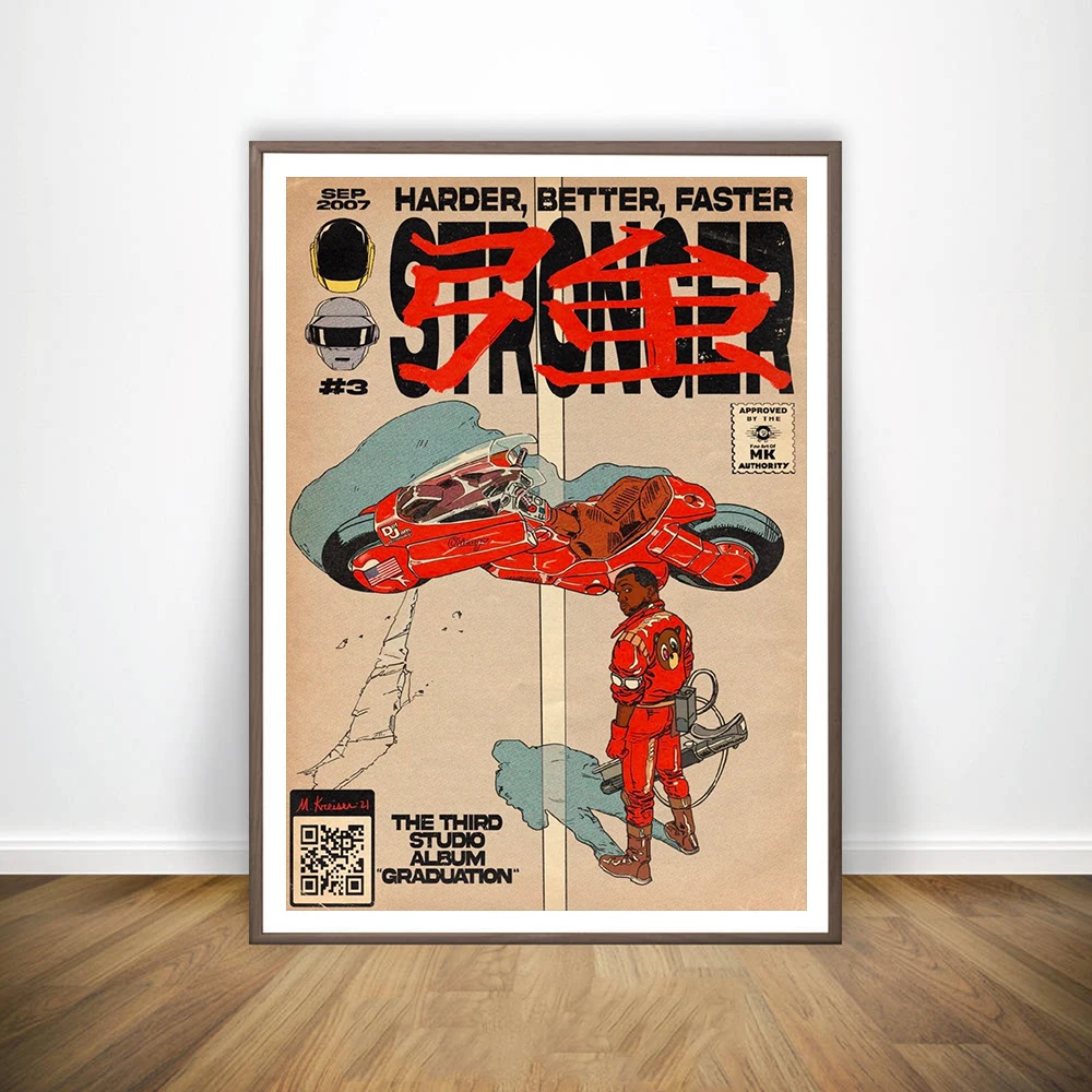 Kanye West Poster Vintage Stronger Fantasy Album Cover Canvas Painting Wall Picture Art Hip Hop Comics Rap Prints Home Decor