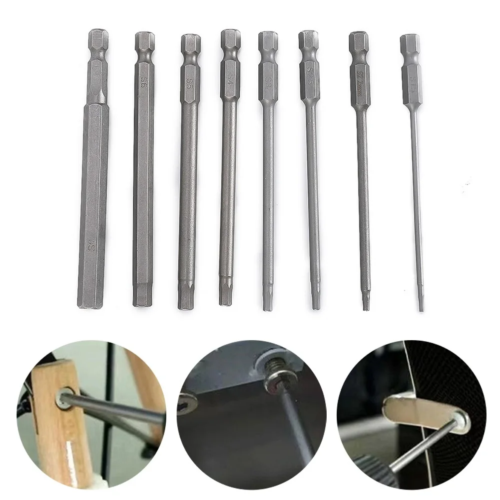 Silver Screwdriver Bit Hand Tools 1/4\" Hex Shank 100mm Electric Screwdrivers For Cord/cordless Drills Hex Shank Magnetic Handle
