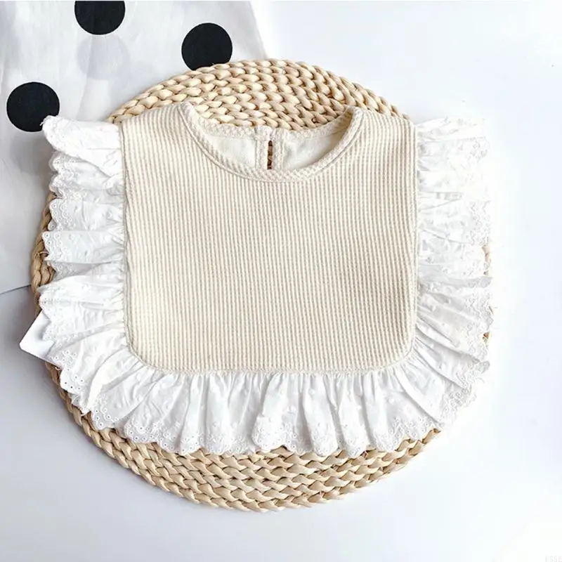 D55E Newborn Feeding Burp Cloth Bandana Scarf Bibs Handkerchief Toddlers Baby Princess Lace Bib Soft Cotton Saliva Towel