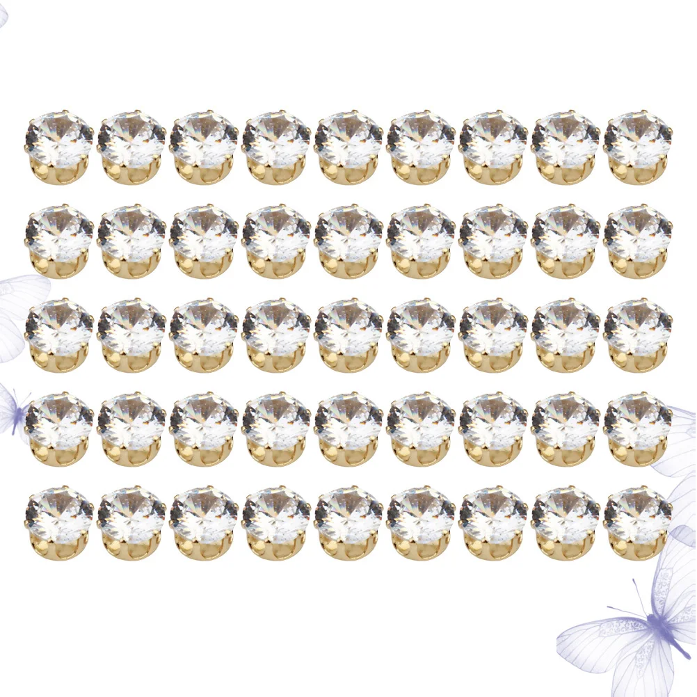 50개 8mm 원형 지르콘 세팅 베이스 DIY 반지 제작용 주얼리 키트 구리 도금 라인스톤 비즈 웨딩 파티 선물 여성용