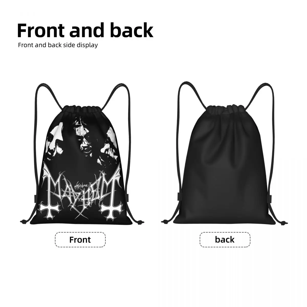 Mayhem-mochila con cordón de Metal negro, bolsa deportiva para gimnasio, resistente al agua, Sackpack de cuerdas para Yoga