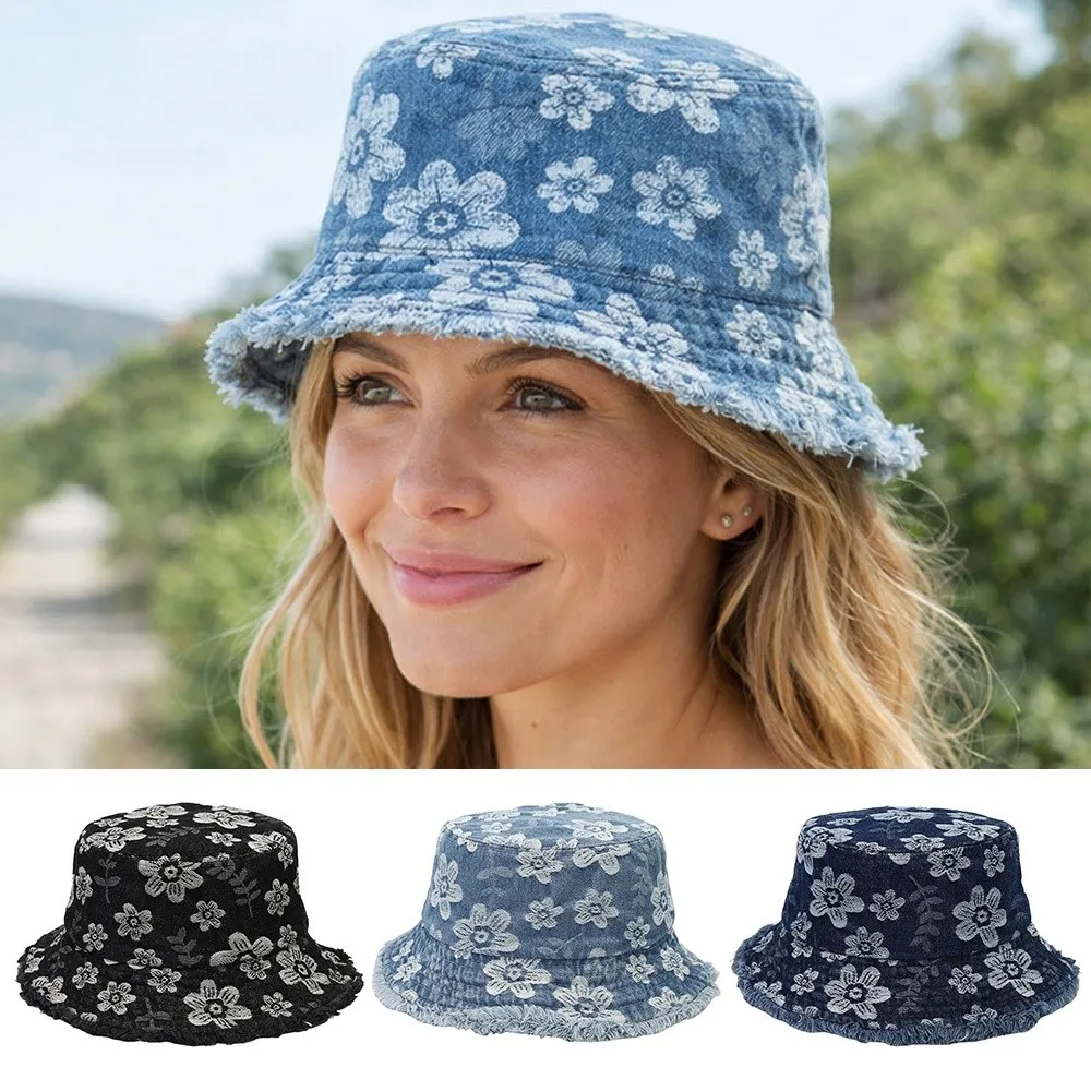 

High Quality Cartoon Flower Bucket Hat Sun Protection Breathable Fisherman Hat Embroidery Casual Sun Cap Outdoor Travel