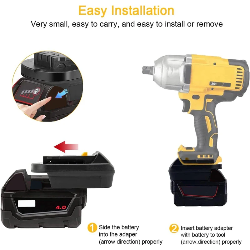 Adattatore batteria MIL18DL per batteria agli ioni di litio Milwaukee 18V converti per accessori per utensili elettrici Dewalt 18V 20V