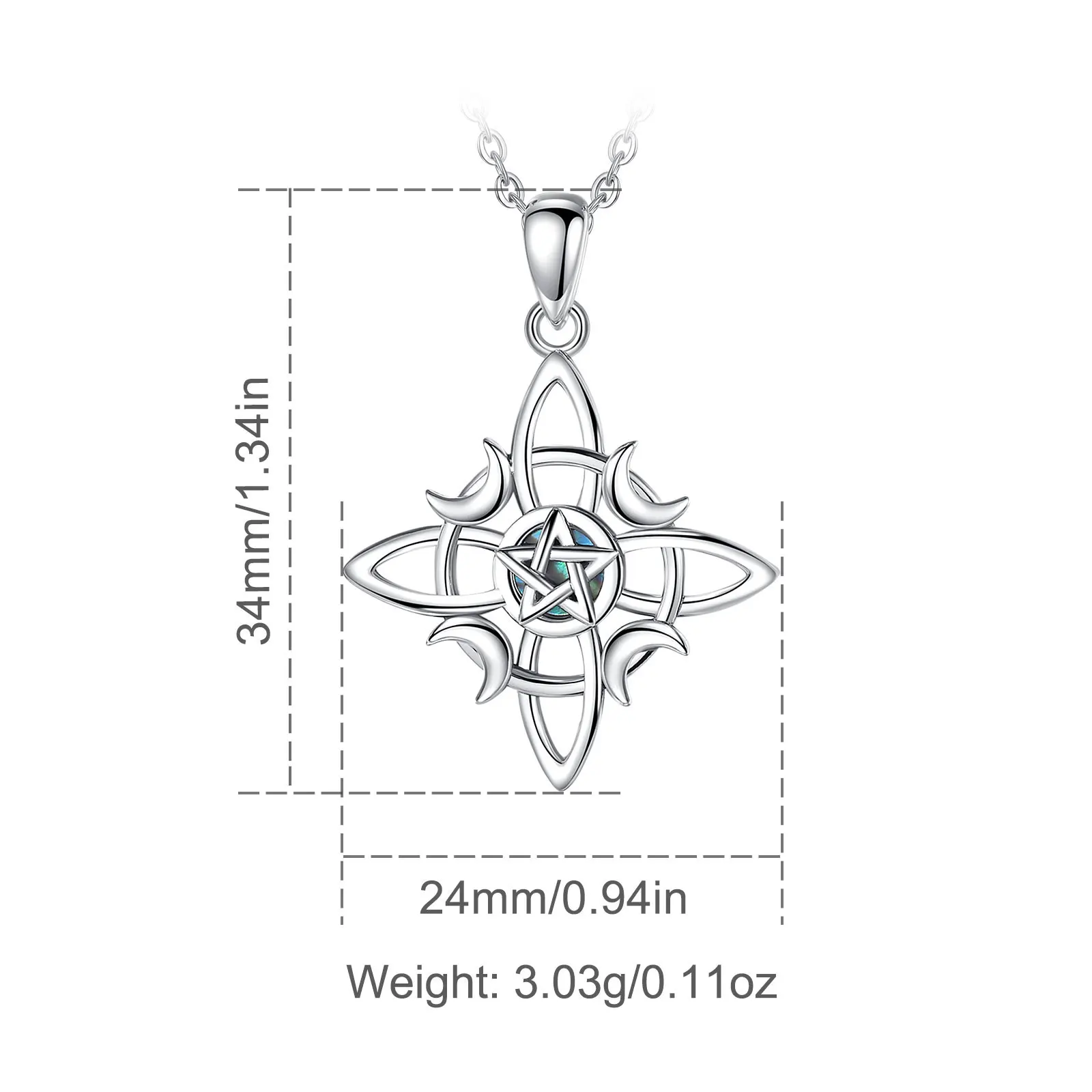 Eudora 925 Sterling Silver Witch Celtic Knot Necklace Colorful Abalone Shell Moon Geometry Pendant Amulet Women Jewelry Gift