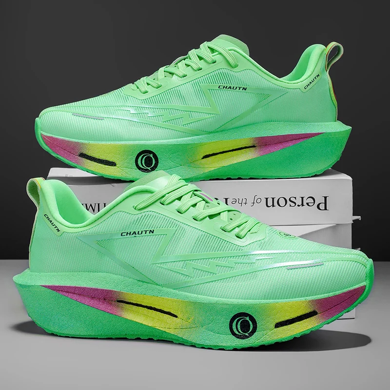 Unisex Couple Running Shoes Breathable Mesh Shock Absorption Thick Sole Sports Sneakers for Men Women