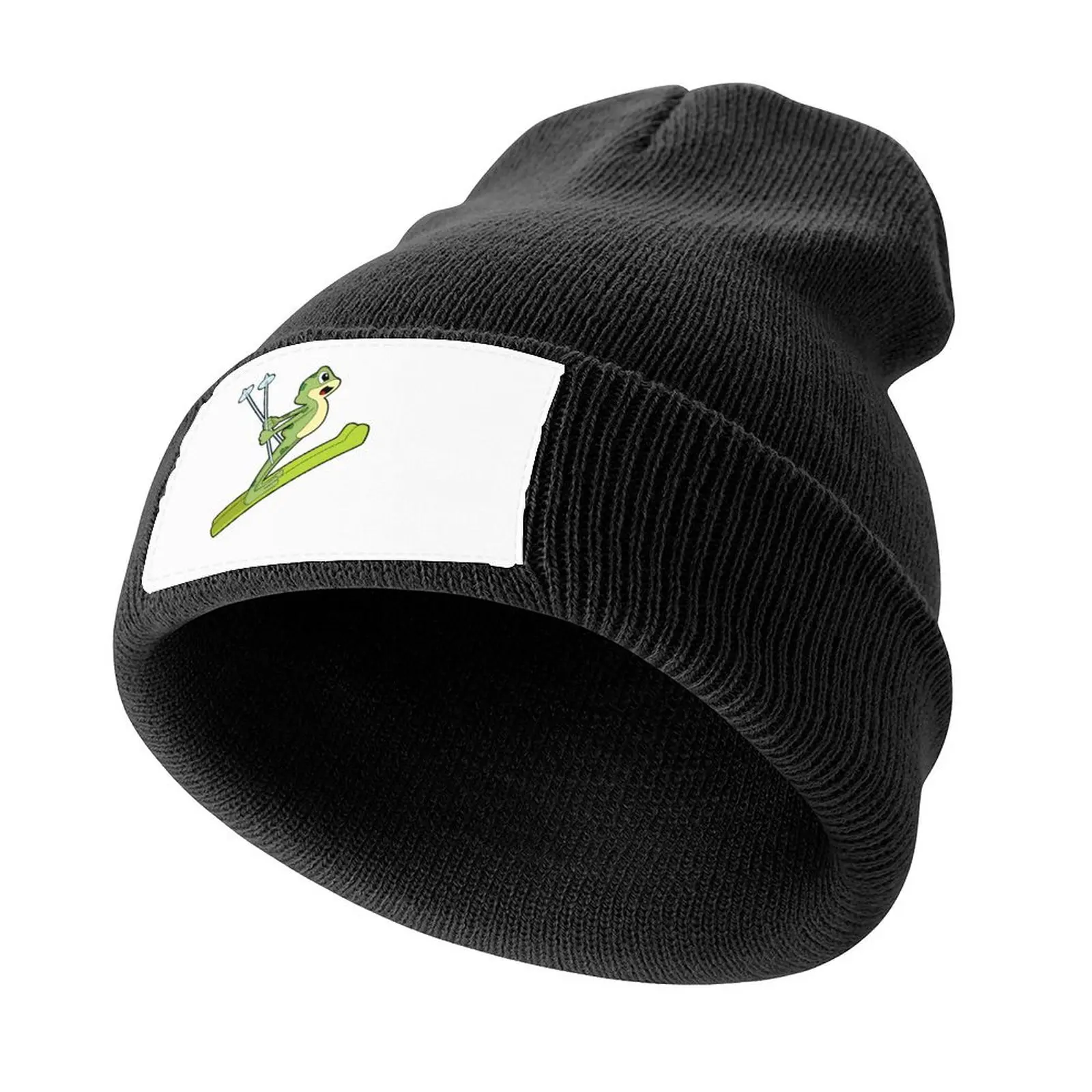 Frog as Ski jumper with Ski Knitted Cap Hat Man For The Sun Brand Man cap Women's Golf Clothing Men's