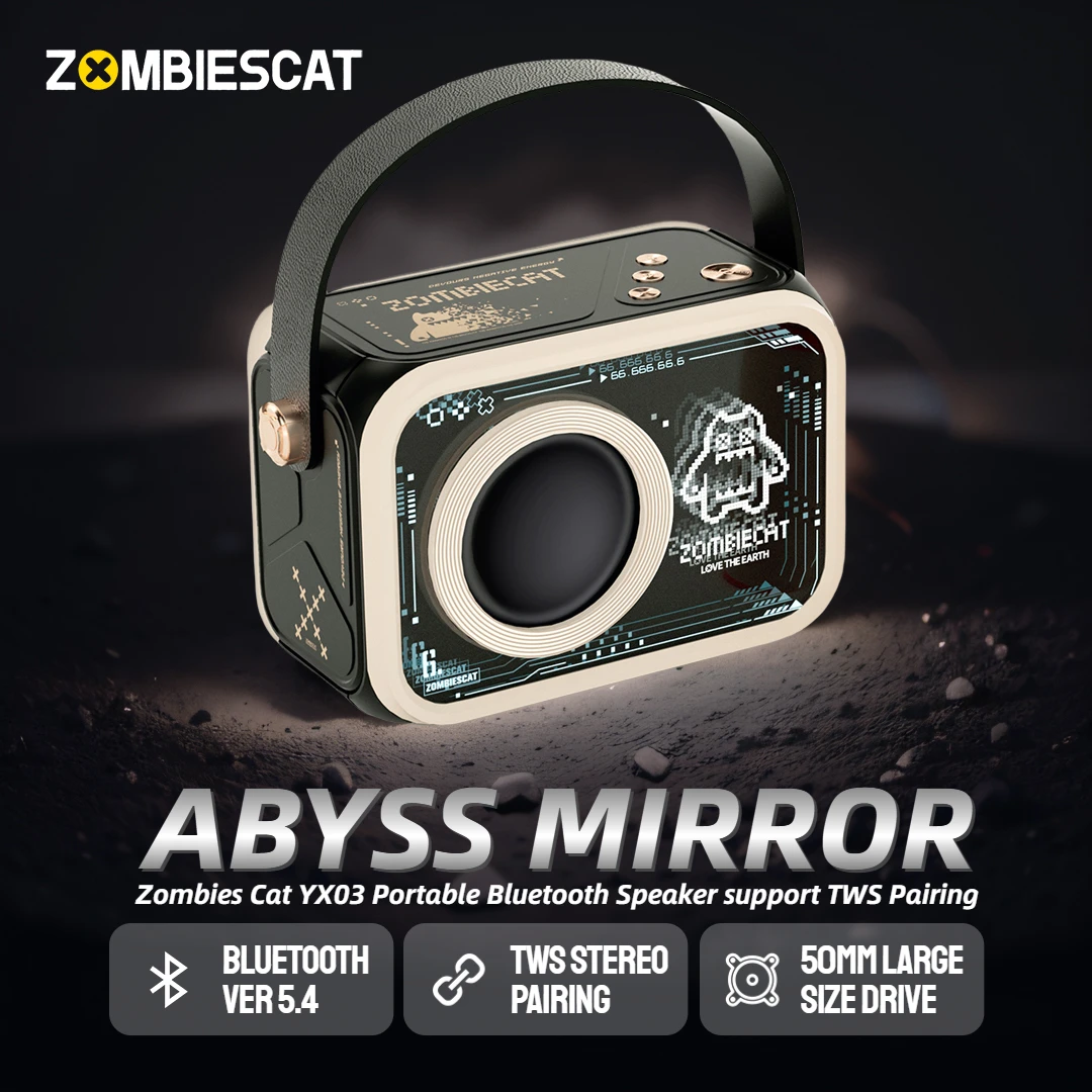 Zombiescat YX03 Altavoz Bluetooth potente de 10W espejo Abyss caja de sonido Bluetooth portátil TWS Mini altavoz estéreo con Radio FM